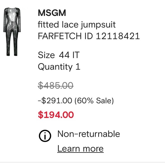 MSGM Lace Catsuit/Jumpsuit - Picture 6 of 6